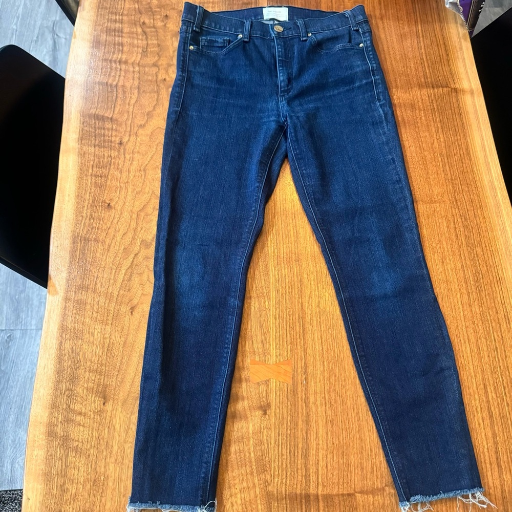 McGuire Raw Edge Hem High Rise Skinny Jeans in Dark Wash. Size Women’s 28 - Picture 3 of 17